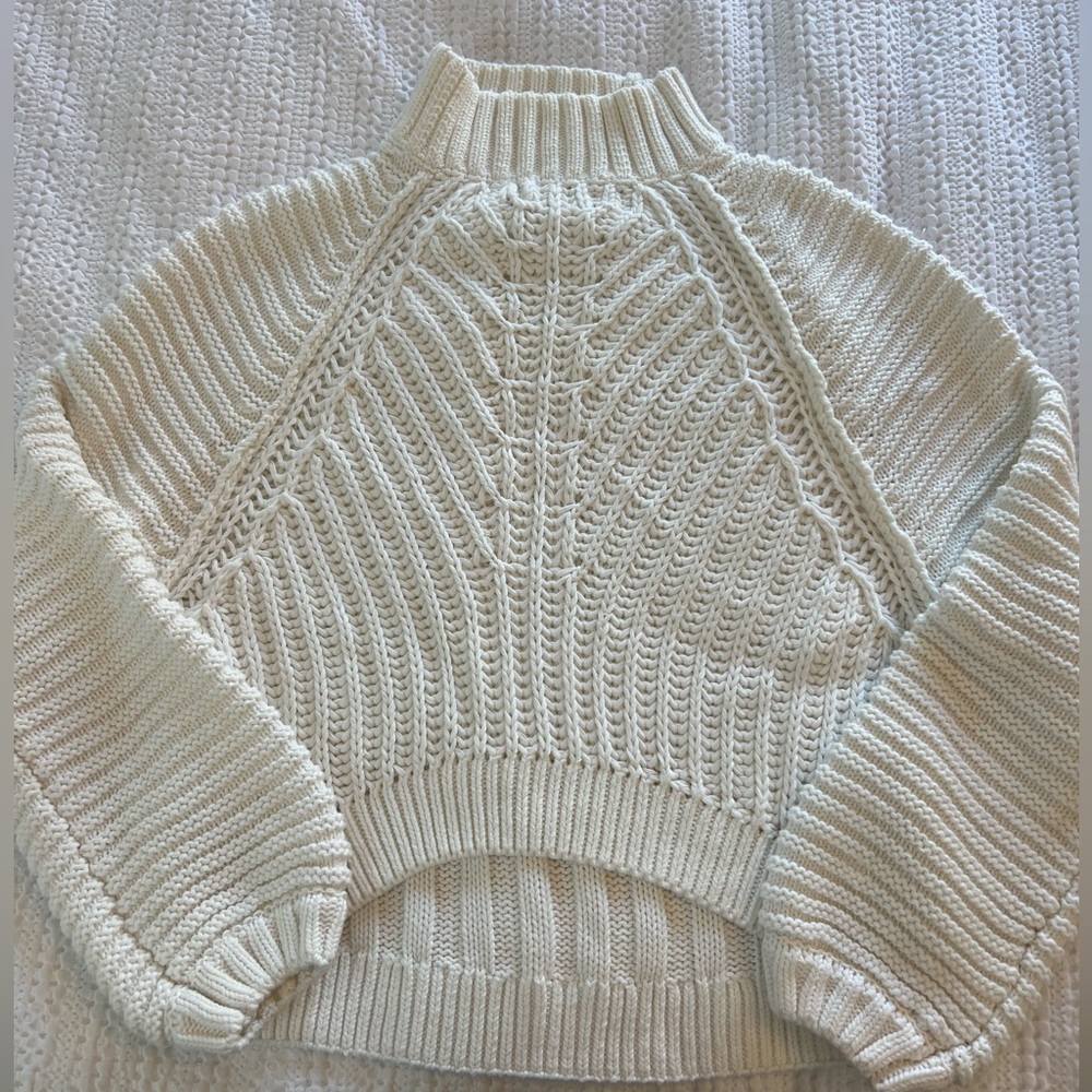 Free People White chunky sweater